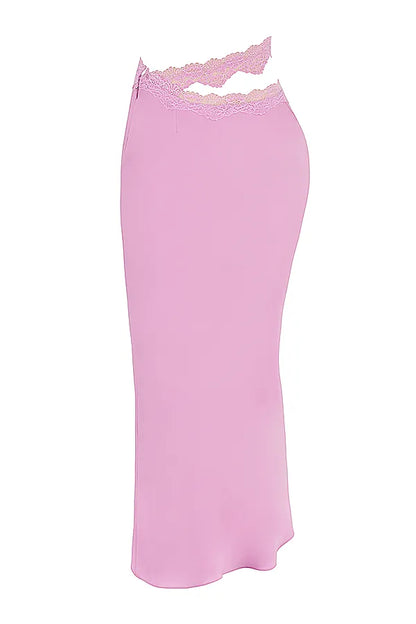 Mathilda Pink Lace Trim Maxi Skirt