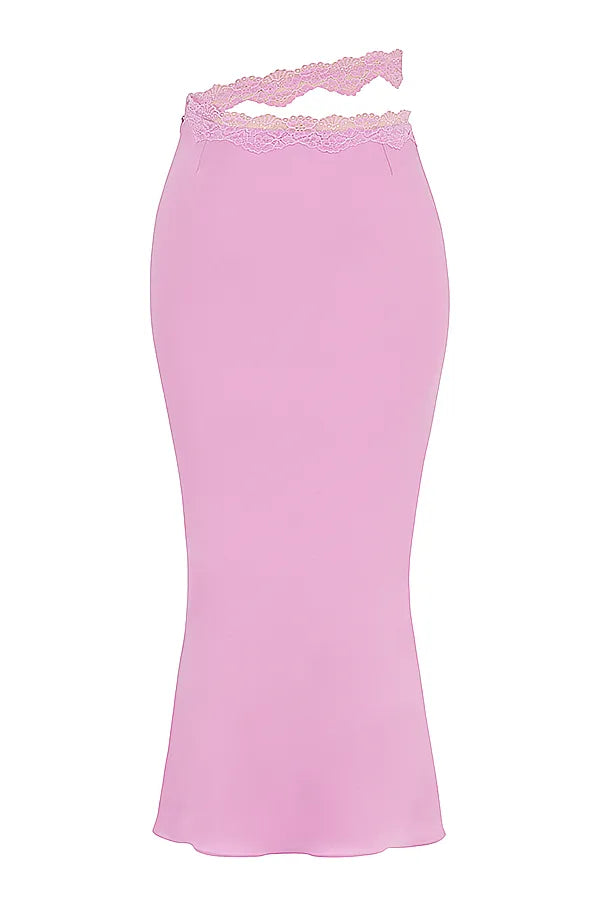 Mathilda Pink Lace Trim Maxi Skirt
