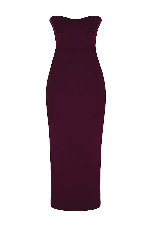 Lucia Grape Strapless Corset Maxi Dress