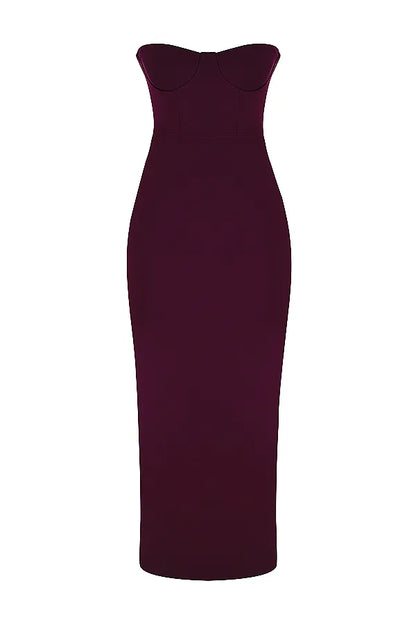 Lucia Grape Strapless Corset Maxi Dress