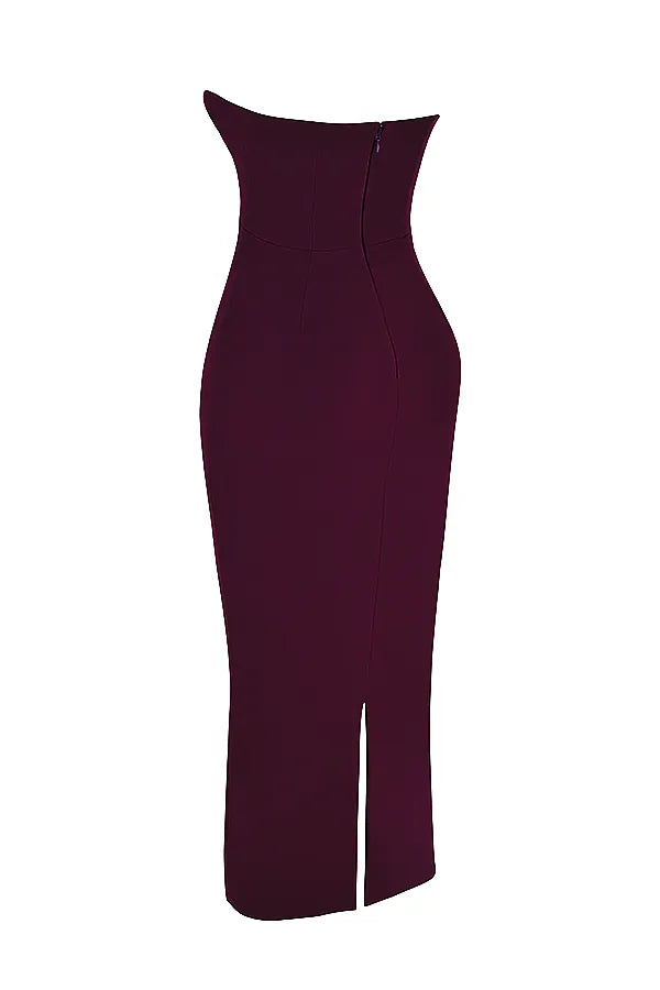 Lucia Grape Strapless Corset Maxi Dress