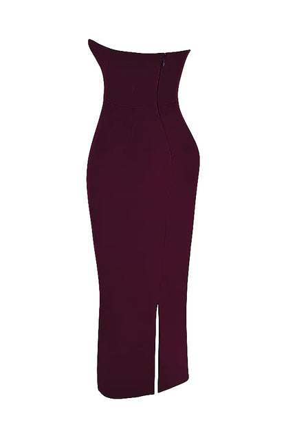 Lucia Grape Strapless Corset Maxi Dress