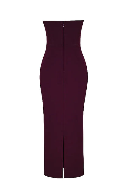Lucia Grape Strapless Corset Maxi Dress