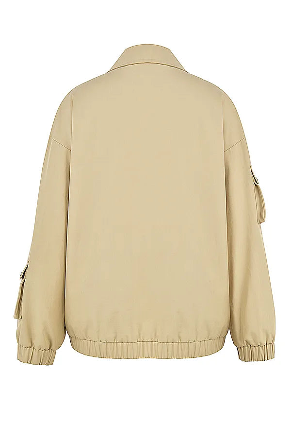 Cami Taupe Oversized Track Jacket
