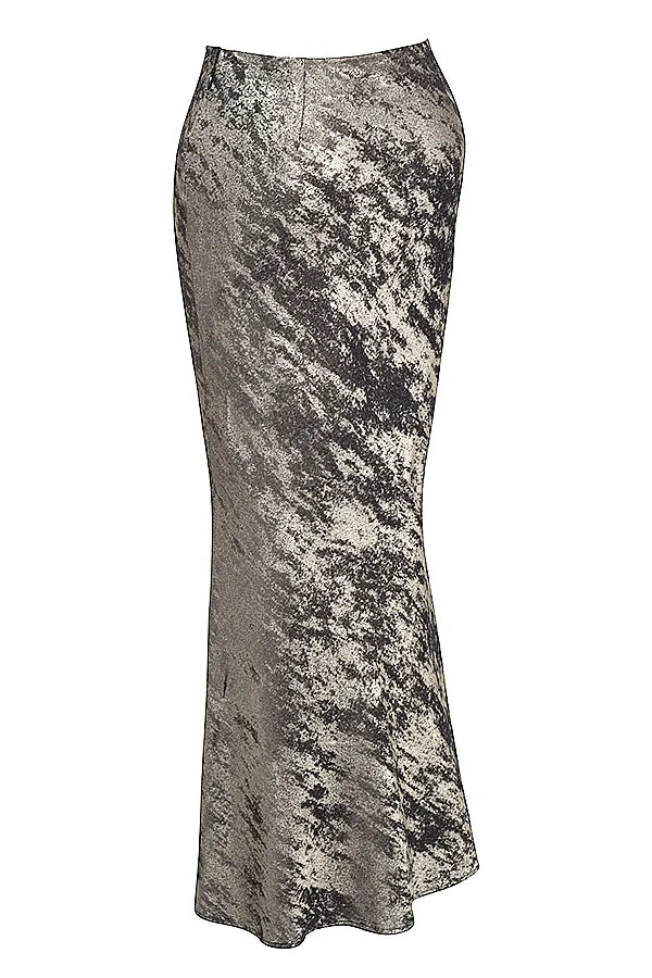 Clara Pewter Bias Cut Midi Skirt