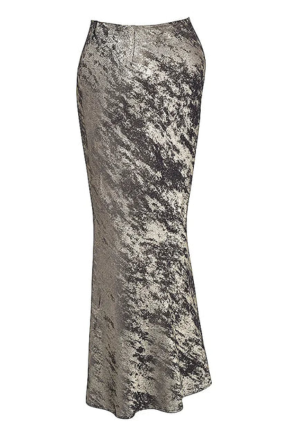 Clara Pewter Bias Cut Midi Skirt