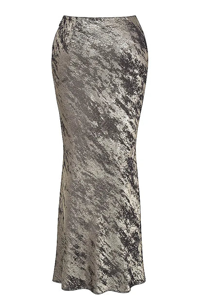 Clara Pewter Bias Cut Midi Skirt