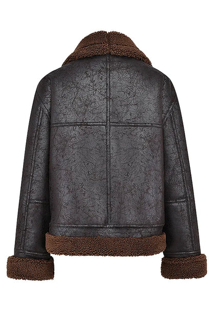 Madden Brown Vegan Shearling Aviator Jacket