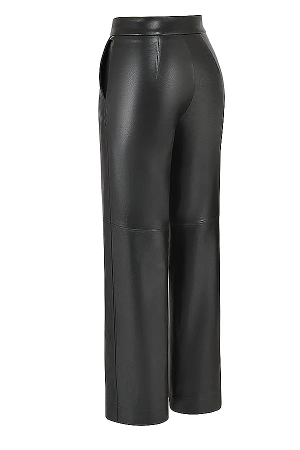 Omaira Black Vegan Leather Trousers