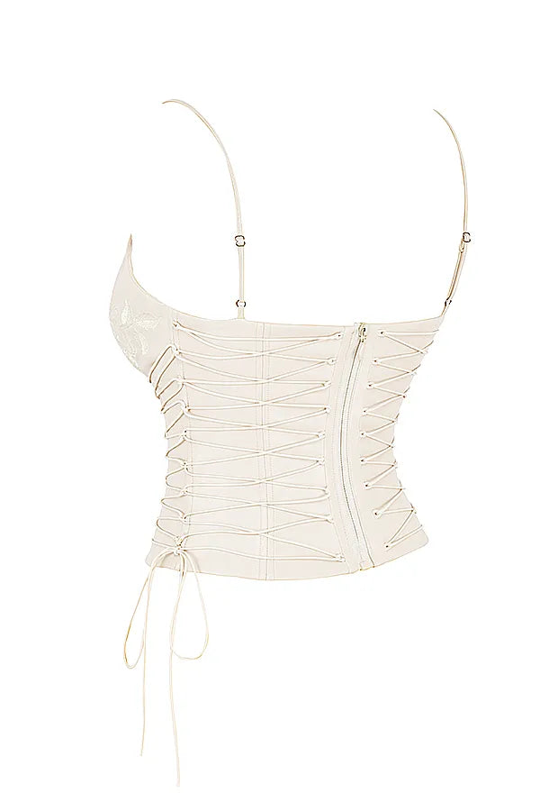 Antonella Off White Vegan Leather Corset
