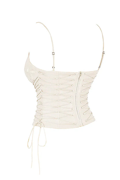 Antonella Off White Vegan Leather Corset