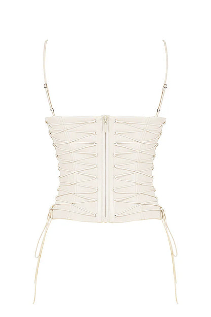 Antonella Off White Vegan Leather Corset