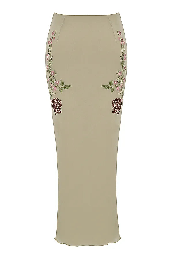 Lailah Artichoke Floral Maxi Skirt