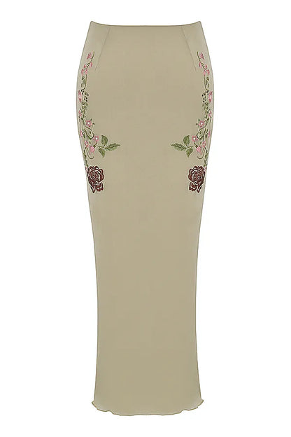Lailah Artichoke Floral Maxi Skirt