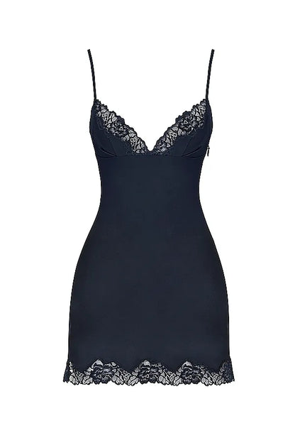 Soraya Navy Satin Slip Dress