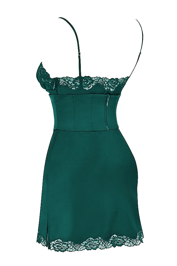 Soraya Forest Satin Slip Dress