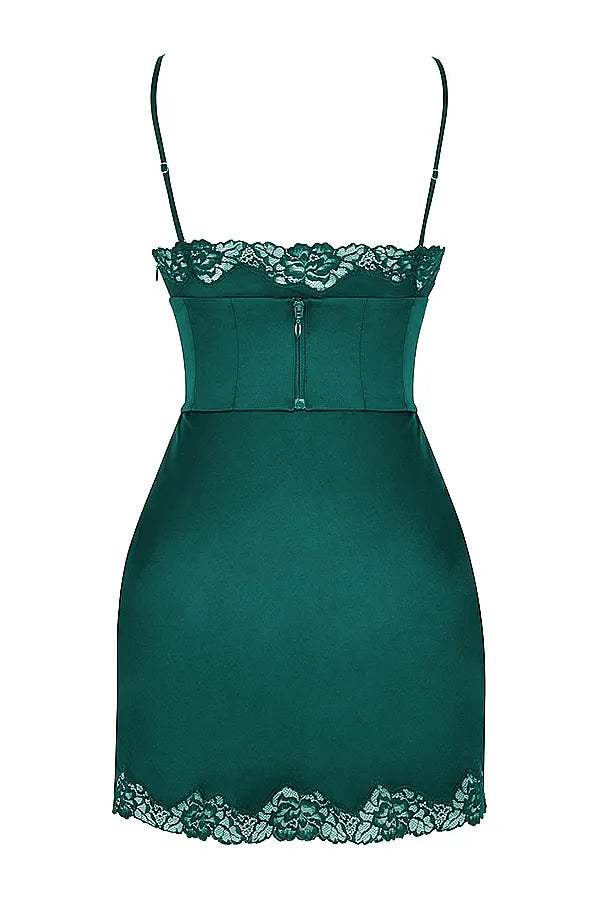 Soraya Forest Satin Slip Dress