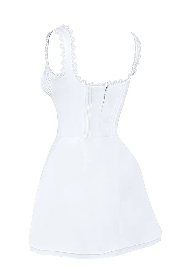 Tilly White Pin Tuck Mini Dress