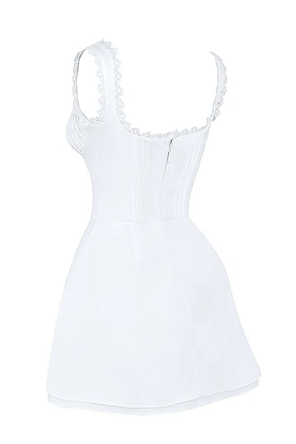 Tilly White Pin Tuck Mini Dress