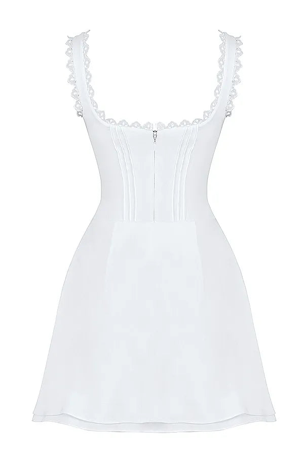 Tilly White Pin Tuck Mini Dress