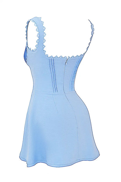 Tilly Blue Pin Tuck Mini Dress