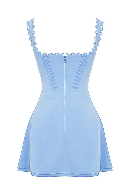 Tilly Blue Pin Tuck Mini Dress