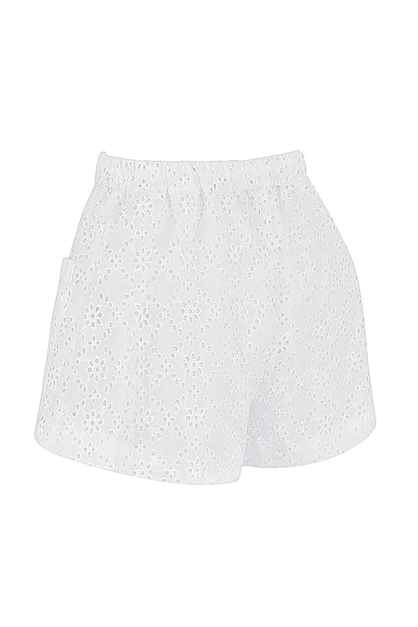Mae White Broderie Anglaise Shorts