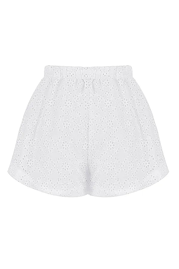 Mae White Broderie Anglaise Shorts