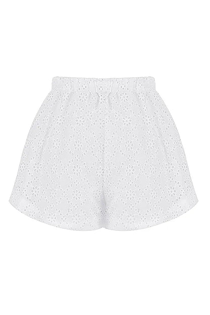 Mae White Broderie Anglaise Shorts