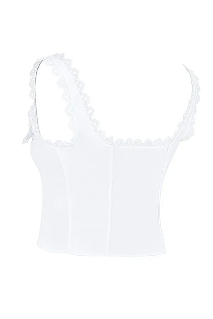 Amber White Lace Trim Top