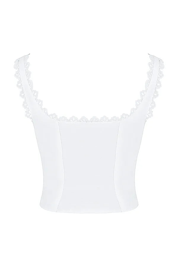 Amber White Lace Trim Top