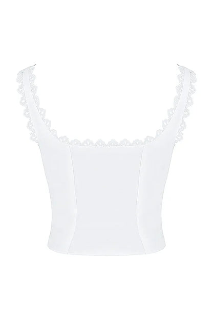 Amber White Lace Trim Top