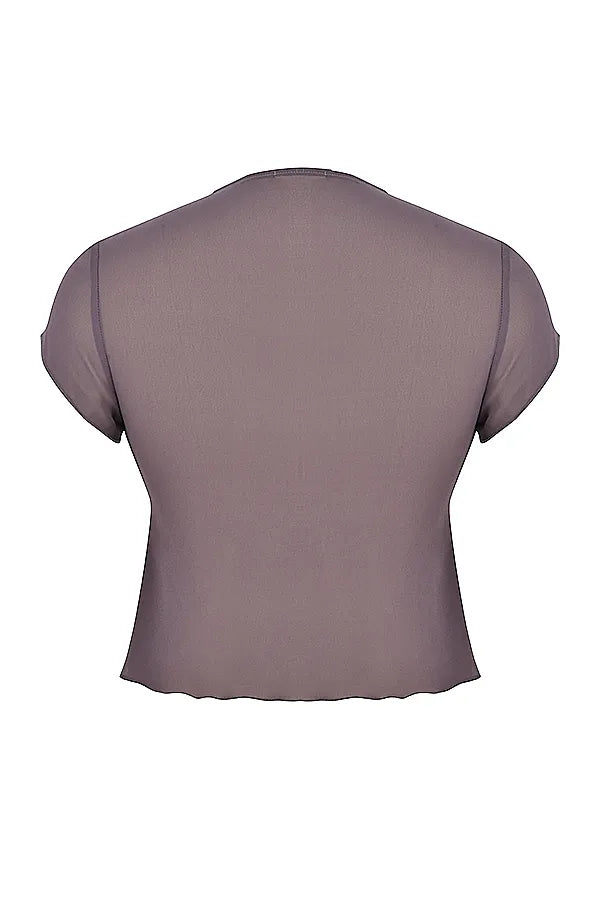 Maia Dark Mauve Tie Front Top