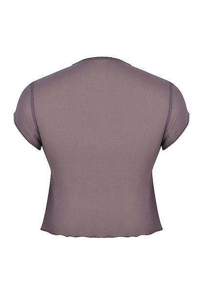 Maia Dark Mauve Tie Front Top