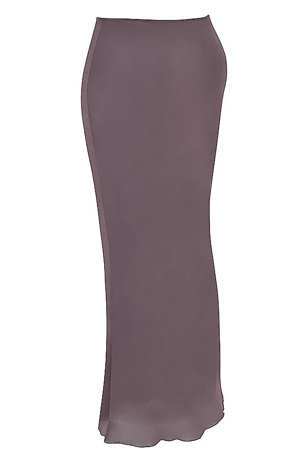 Dyana Dark Mauve Bias Cut Maxi Skirt