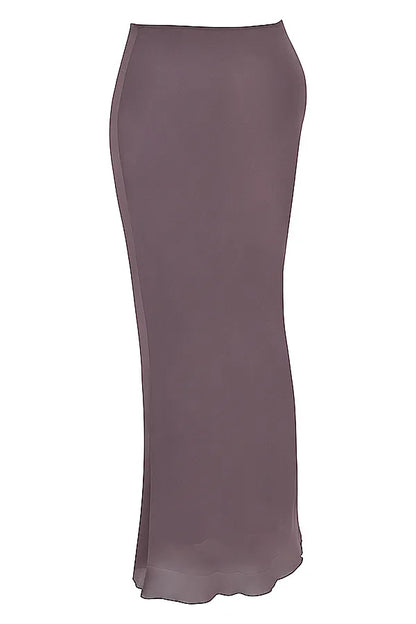 Dyana Dark Mauve Bias Cut Maxi Skirt