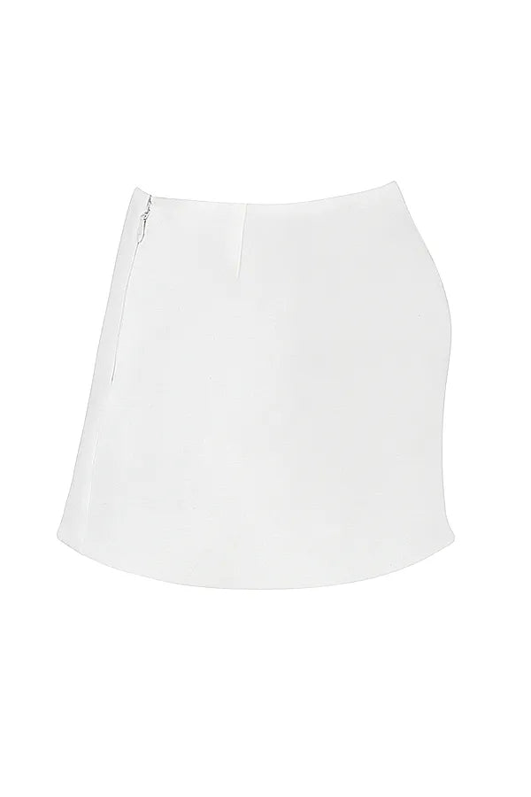 Mallie White Linen A-Line Mini Skirt