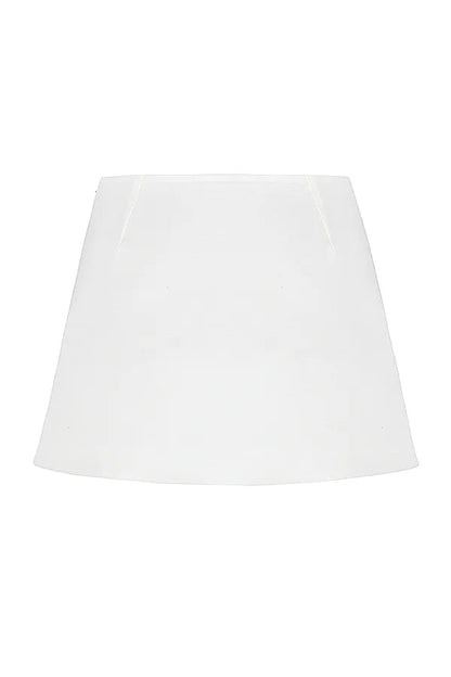 Mallie White Linen A-Line Mini Skirt