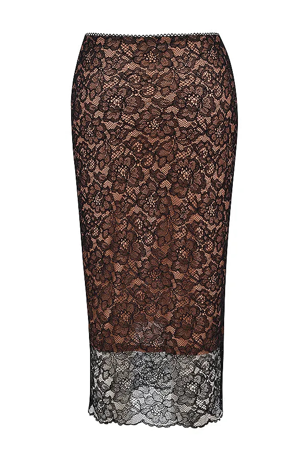 Yolanda Black Lace Midi Skirt