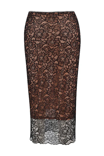 Yolanda Black Lace Midi Skirt