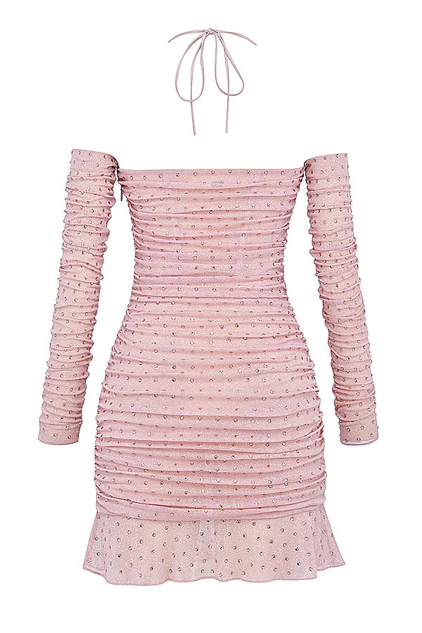 Estella Soft Pink Crystallised Dress