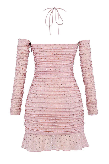 Estella Soft Pink Crystallised Dress