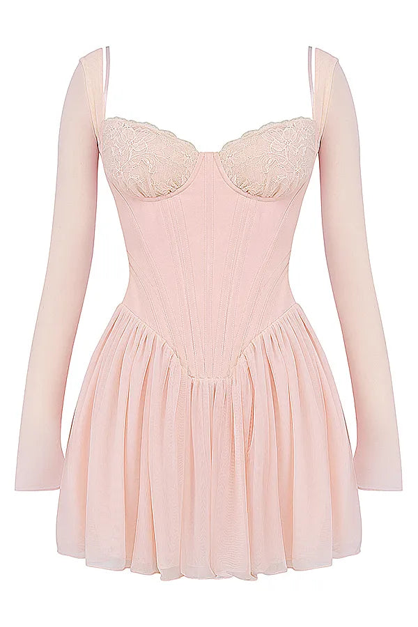 Vivi Soft Peach Corset Mini Dress