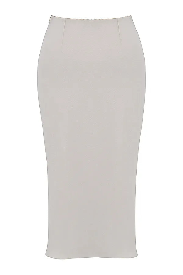 Amal Champagne Beaded Midi Skirt