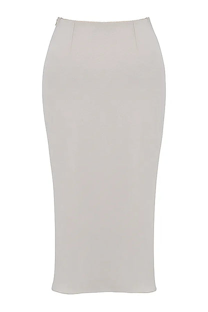 Amal Champagne Beaded Midi Skirt