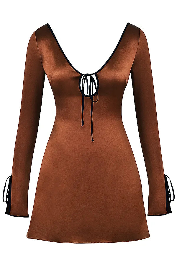 Sakina Copper Satin Mini Dress