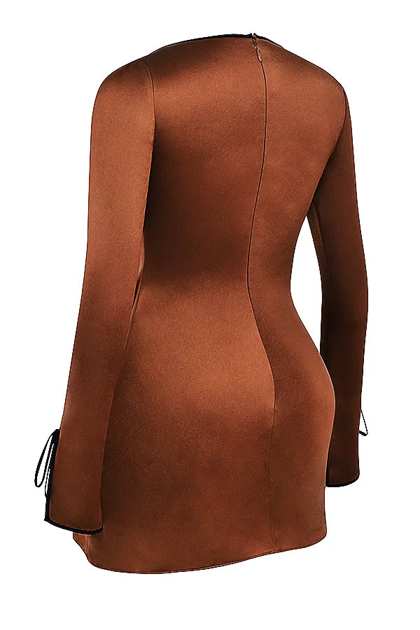 Sakina Copper Satin Mini Dress