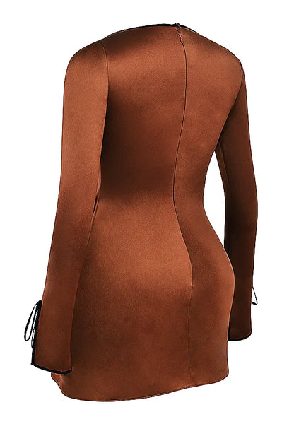 Sakina Copper Satin Mini Dress