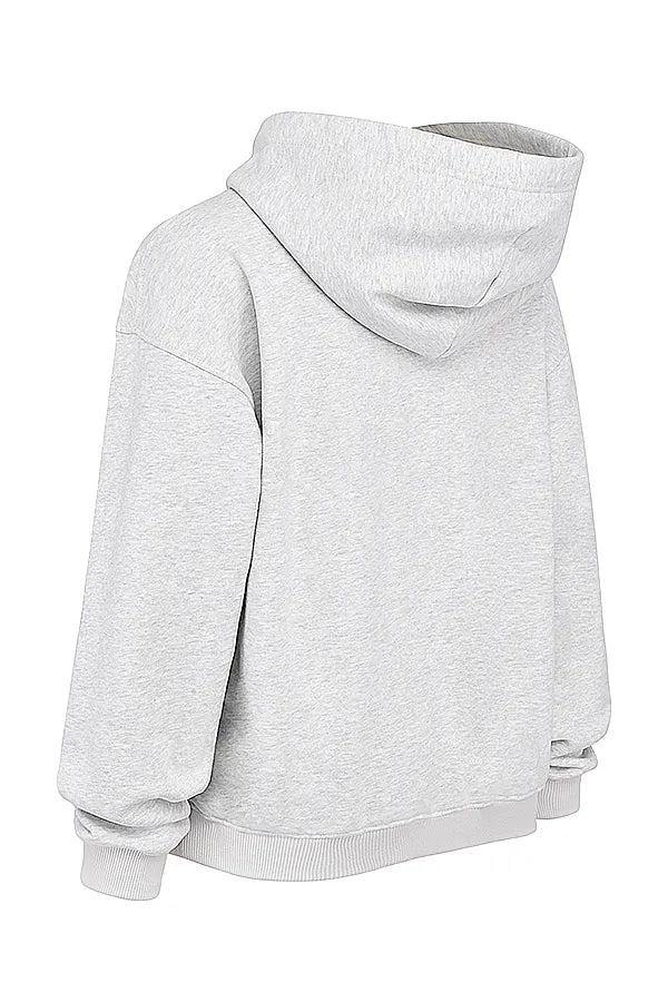 Muse Light Grey Marl Cotton Fleece-Back Hoodie
