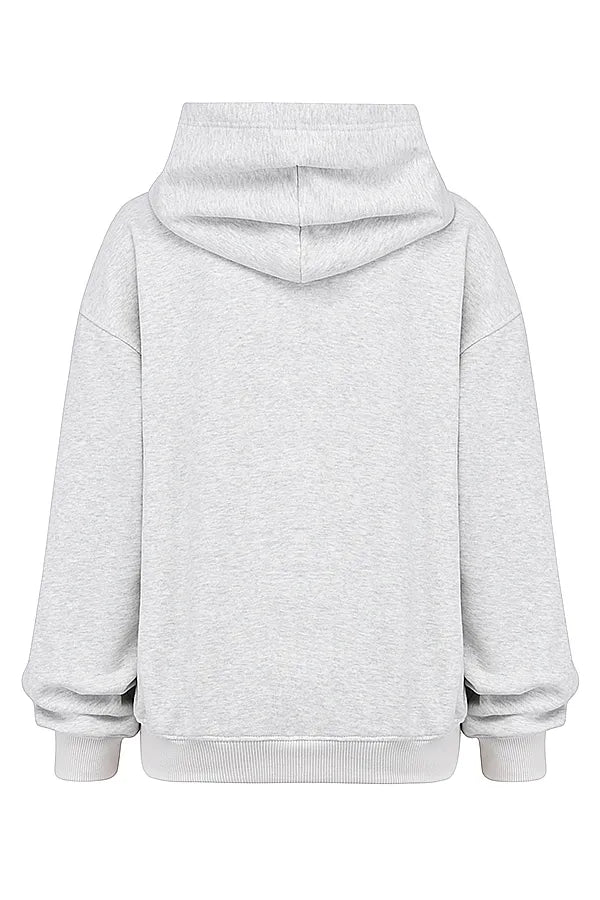 Muse Light Grey Marl Cotton Fleece-Back Hoodie